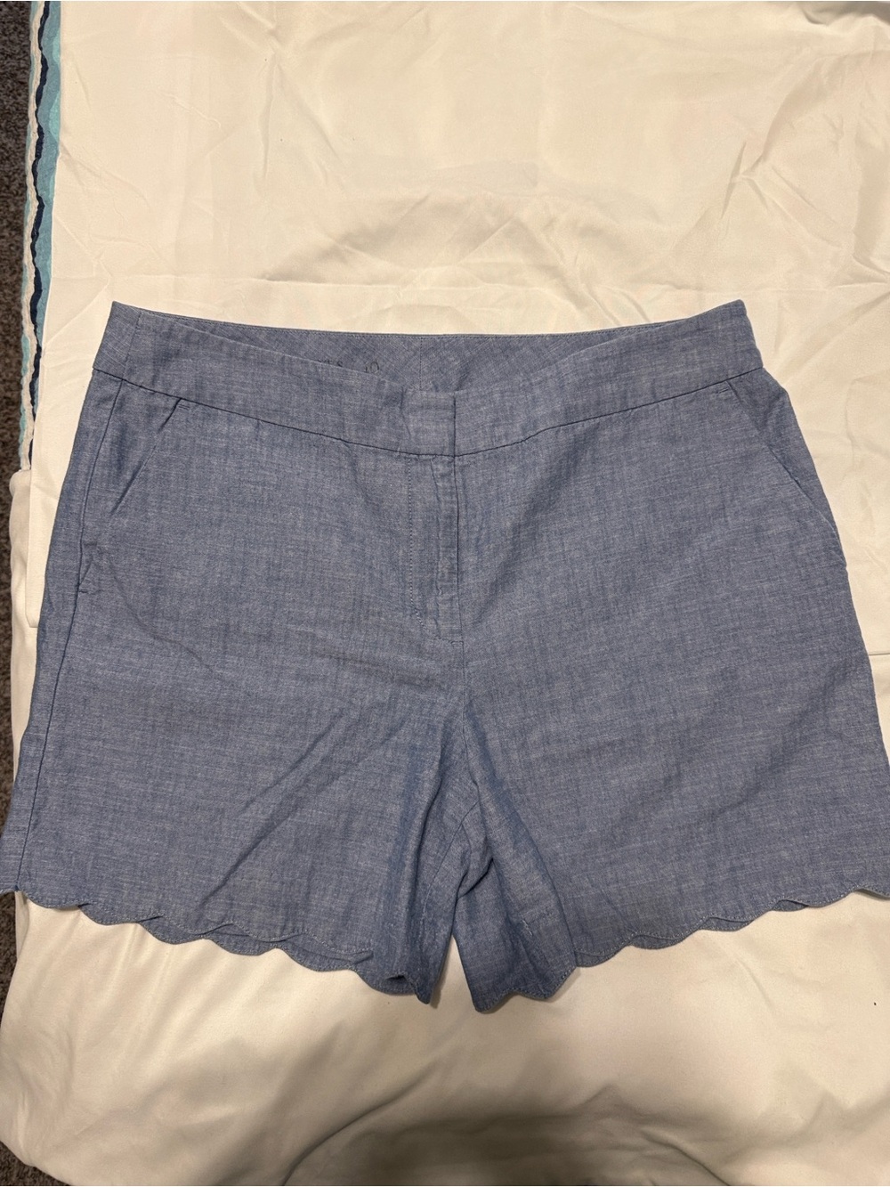 Talbots Chambray Blue Scallop Hem Women's Shorts